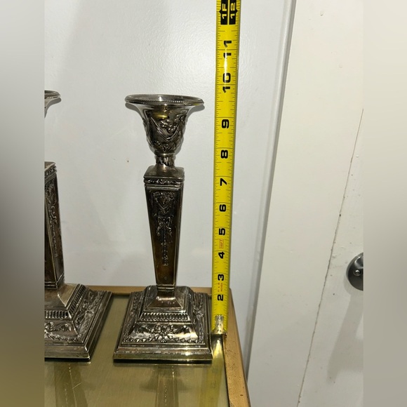 Pair of Topazio Silver-plated Rams-Head Neoclassical Candlesticks - Picture 6 of 8